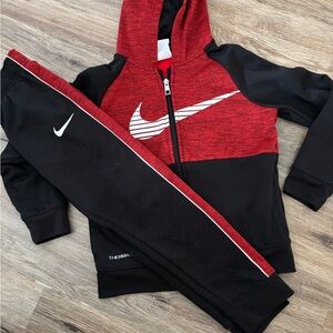 Nike Red and Black Hoodie Set